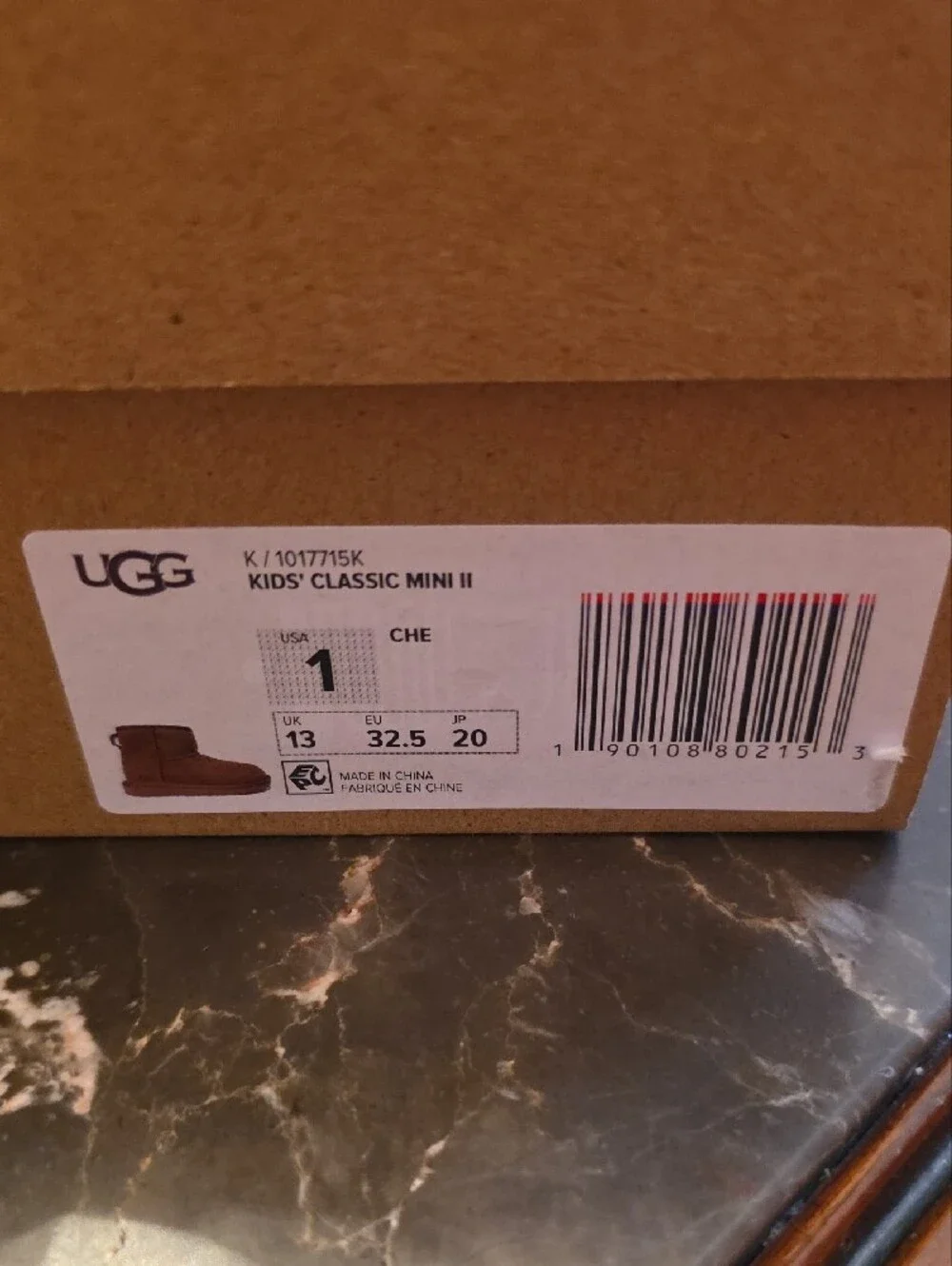 UGG Kids Short Suede Boot in Chestnut Brown